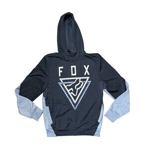Fox Racing Black Grey Graphic Hoodie Sweatshirt Mens M/L